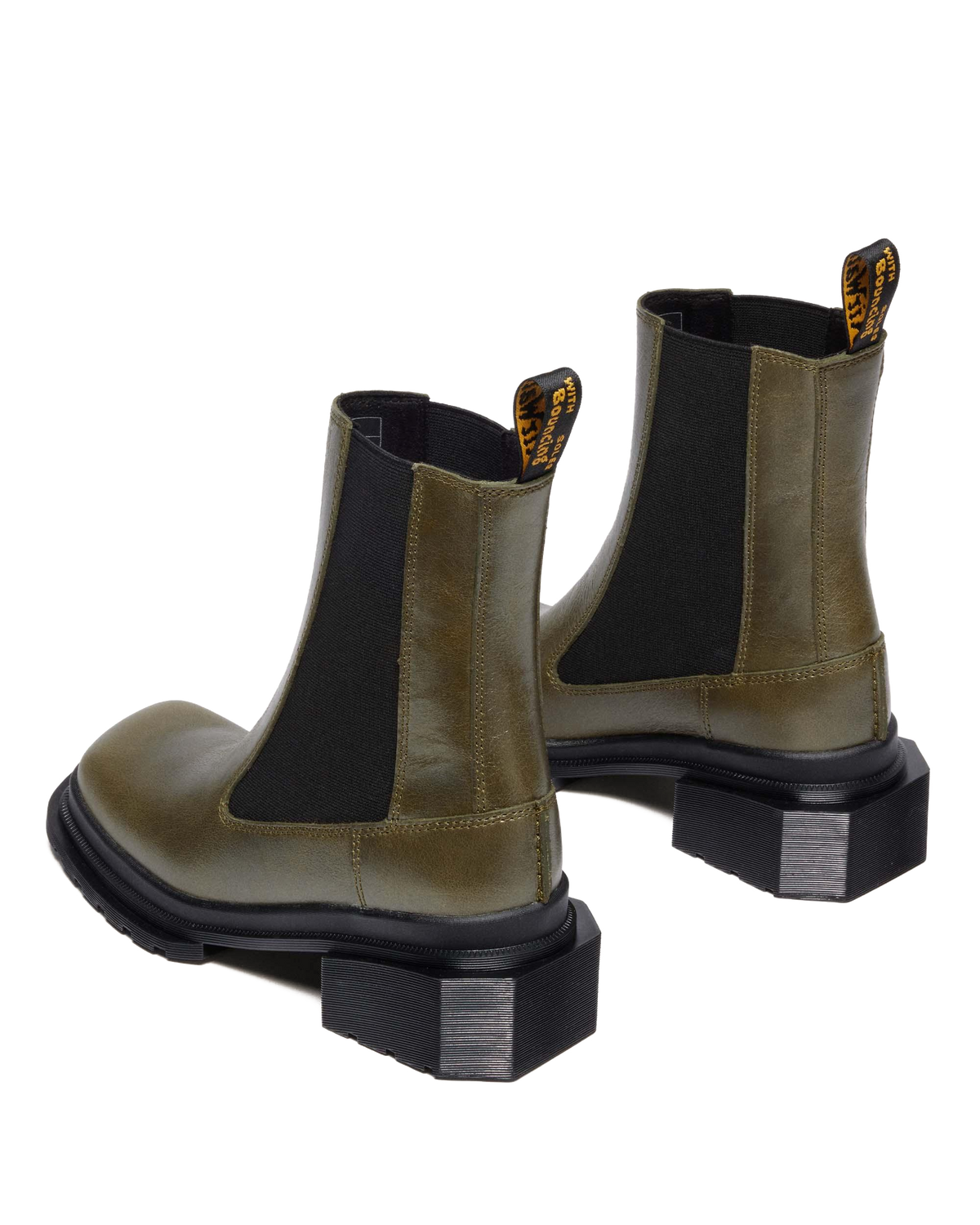 MAYBOLE CHELSEA SQUARE TOE LEATHER BOOTS in Olive Green