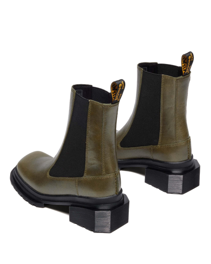 MAYBOLE CHELSEA SQUARE TOE LEATHER BOOTS in Olive Green