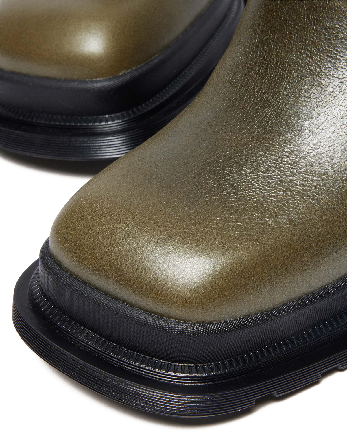 MAYBOLE CHELSEA SQUARE TOE LEATHER BOOTS in Olive Green