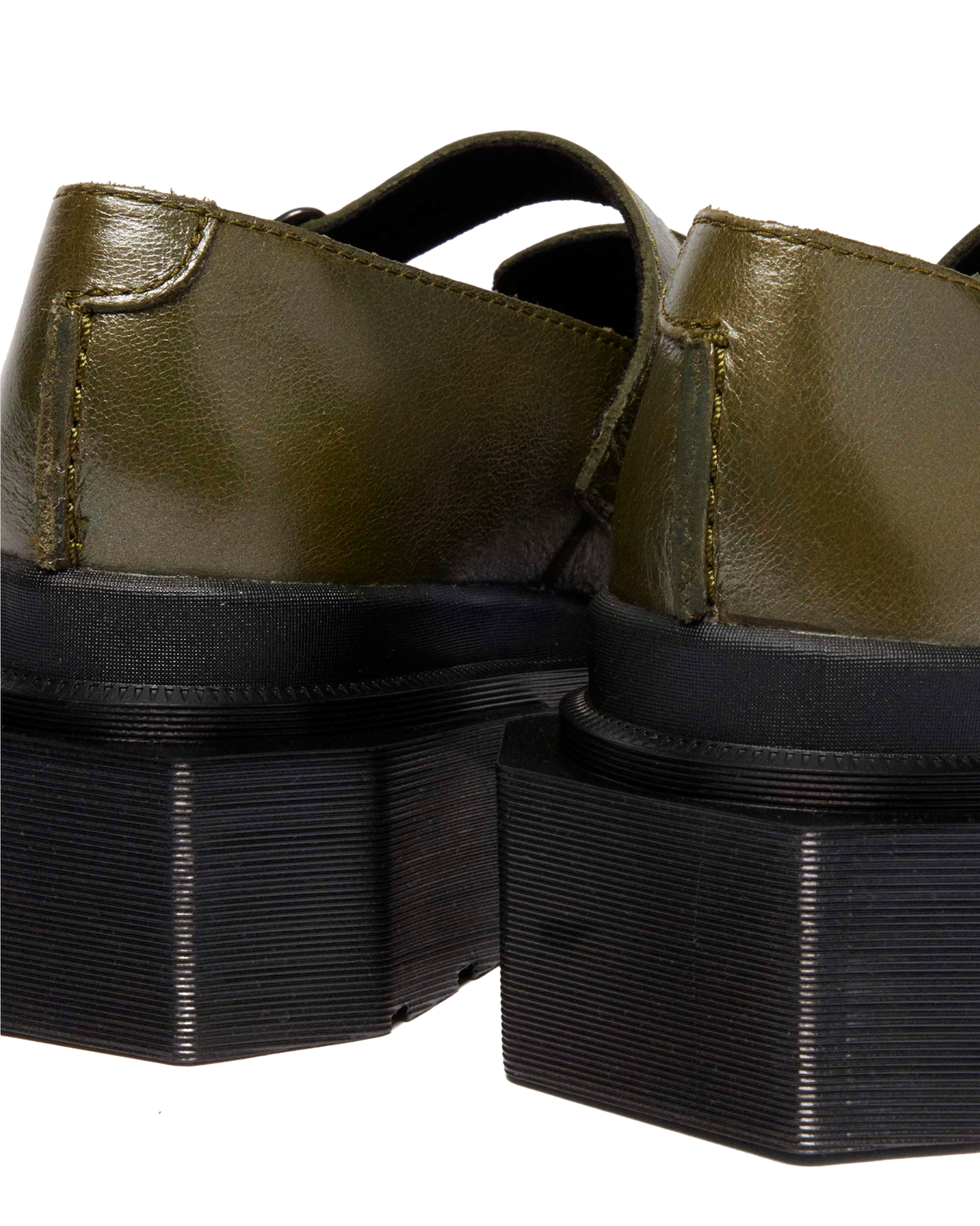 MAYBOLE MARY JANE SQUARE TOE LEATHER SHOES in Olive Green