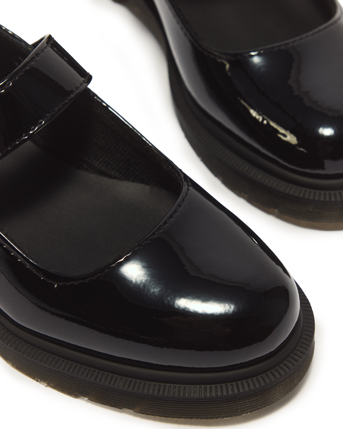 Mariel II Patent Leather Buckle Strap Shoes in Black