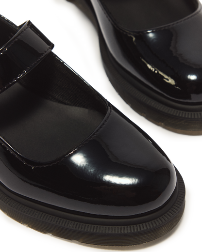 Mariel II Patent Leather Buckle Strap Shoes in Black