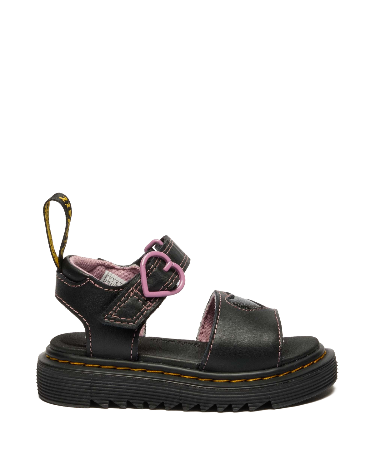 Toddler Marlowe II Glitter Heart Leather Strap Shoes in Black
