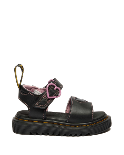 Toddler Marlowe II Glitter Heart Leather Strap Shoes in Black
