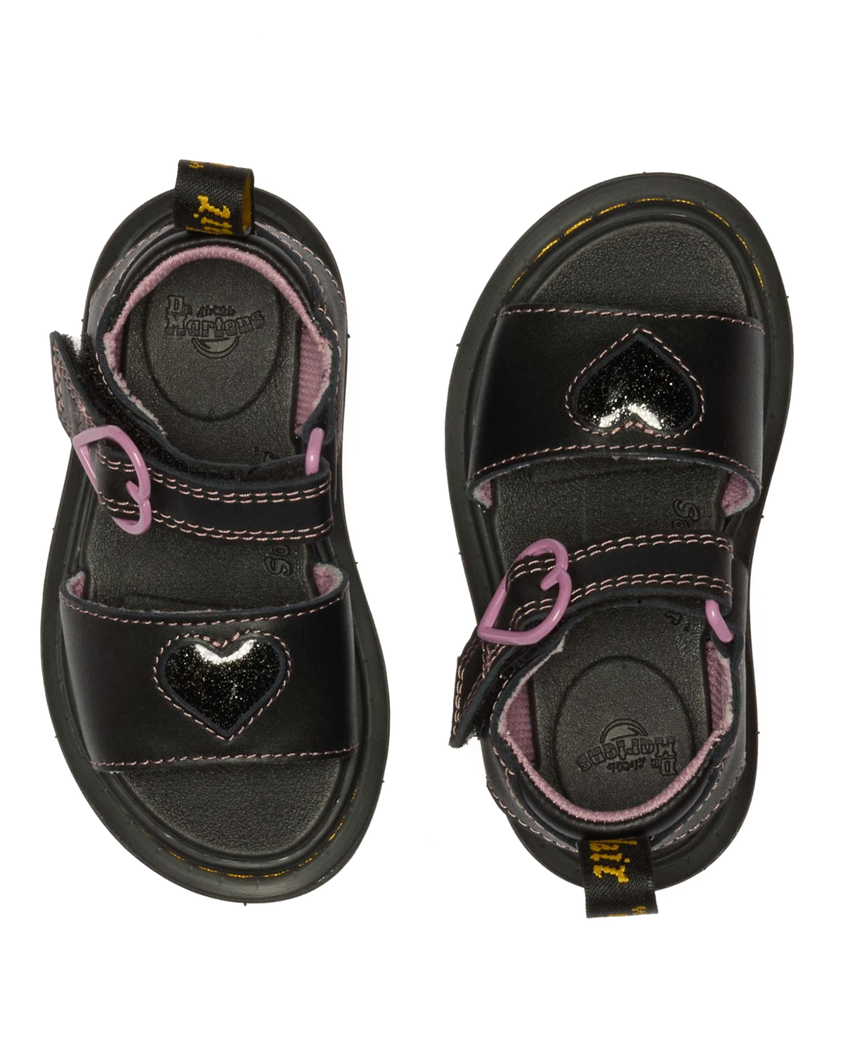 Toddler Marlowe II Glitter Heart Leather Strap Shoes in Black