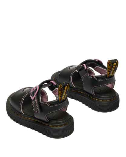 Toddler Marlowe II Glitter Heart Leather Strap Shoes in Black