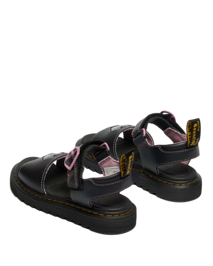 Junior Marlowe II Glitter Heart Leather Strap Shoes in Black