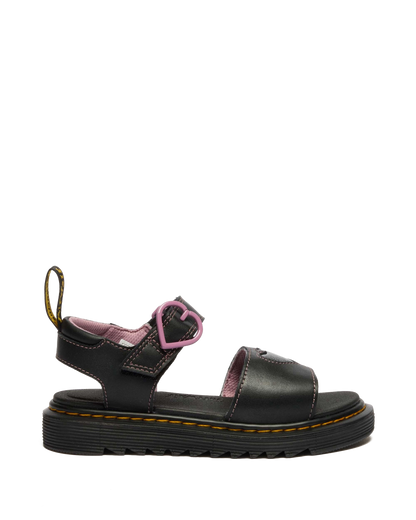 Junior Marlowe II Glitter Heart Leather Strap Shoes in Black