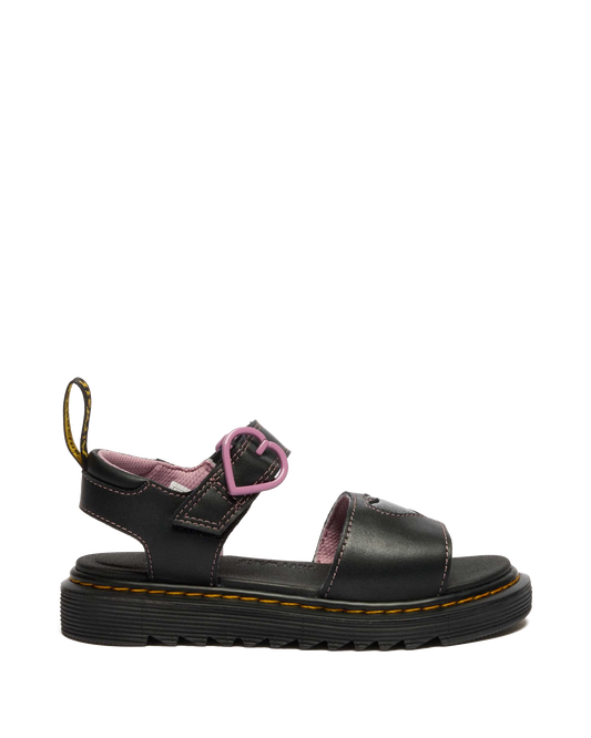 Junior Marlowe II Glitter Heart Leather Strap Shoes in Black