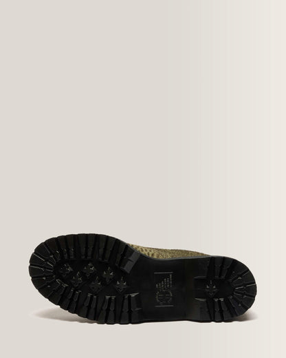 Lowell Hair On Leather Moc Toe Shoes in Olive Green