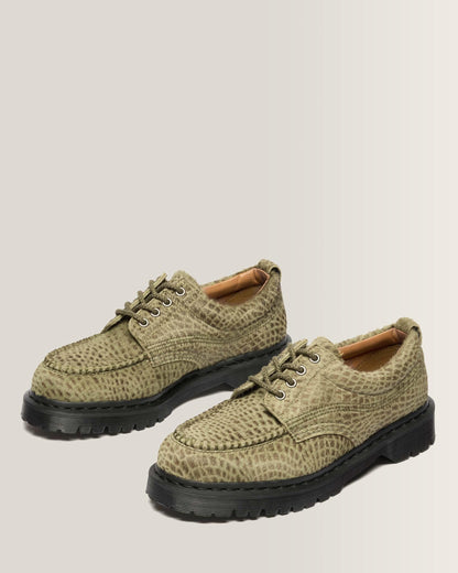 Lowell Hair On Leather Moc Toe Shoes in Olive Green