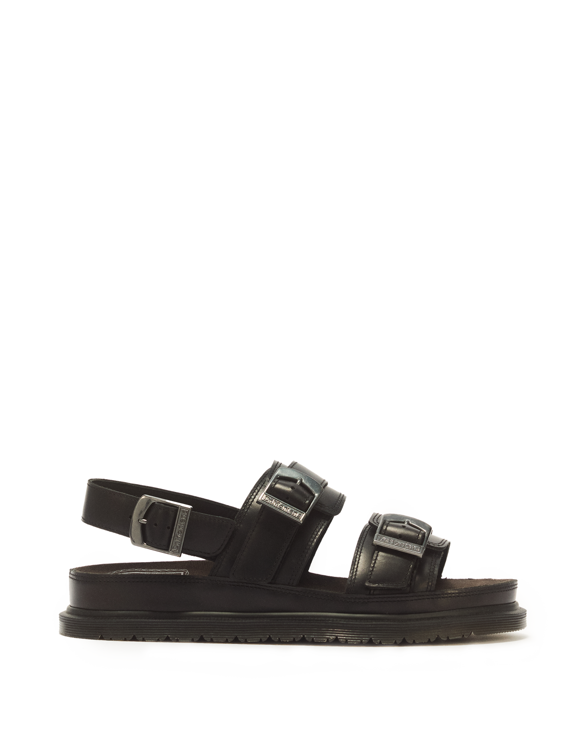 San Two Strap Leather Sandals in Black