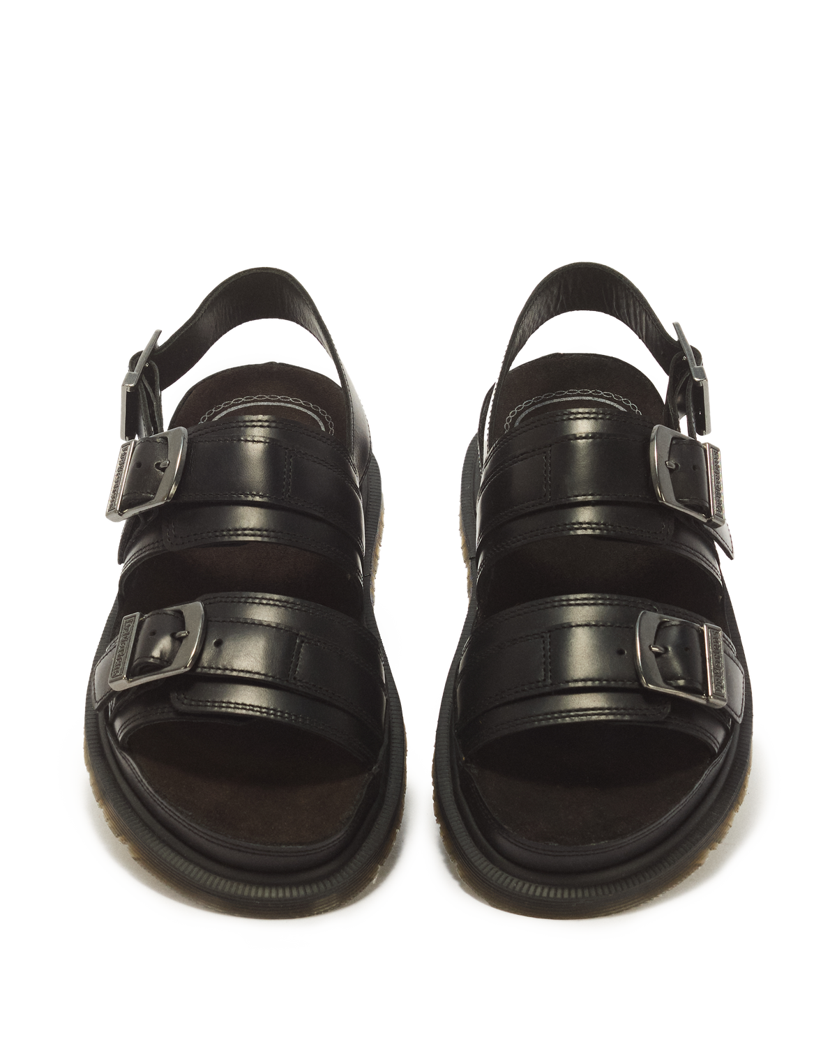San Two Strap Leather Sandals in Black