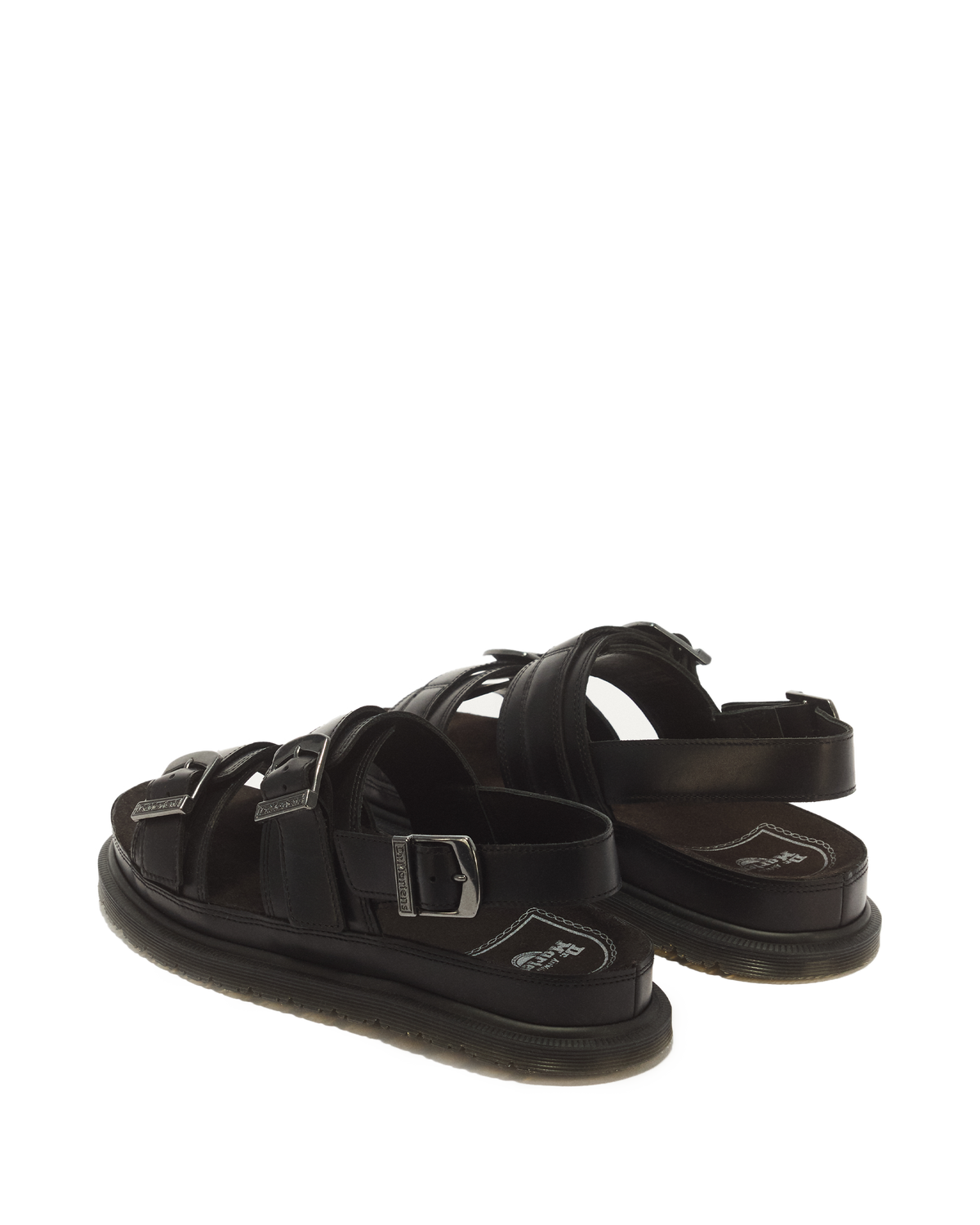 San Two Strap Leather Sandals in Black