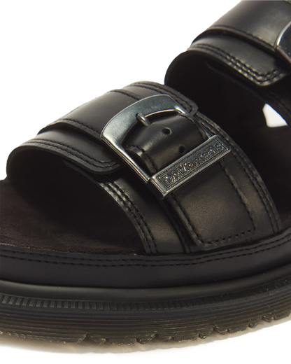 San Two Strap Leather Sandals in Black
