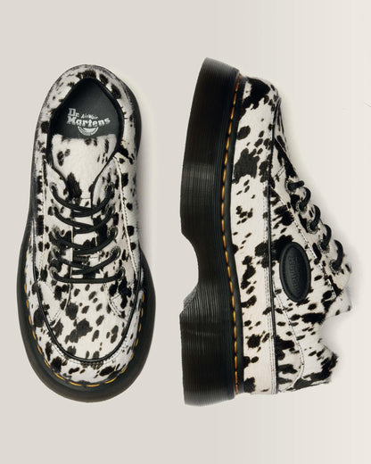 Buzz 5-Eye Dalmatian Hair On Leather Shoes in Cream &amp; Black