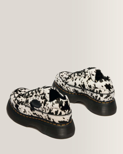 Buzz 5-Eye Dalmatian Hair On Leather Shoes in Cream &amp; Black