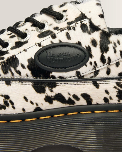 Buzz 5-Eye Dalmatian Hair On Leather Shoes in Cream &amp; Black