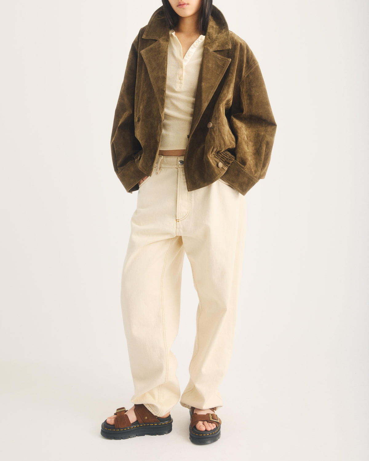 Zebzag Nubuck Platform Sandals in Sepia Brown