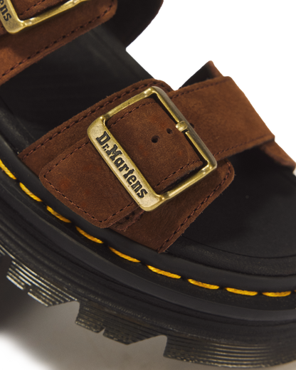 Zebzag Nubuck Platform Sandals in Sepia Brown