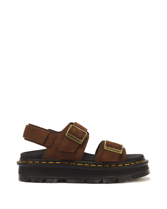 Zebzag Nubuck Platform Sandals in Sepia Brown