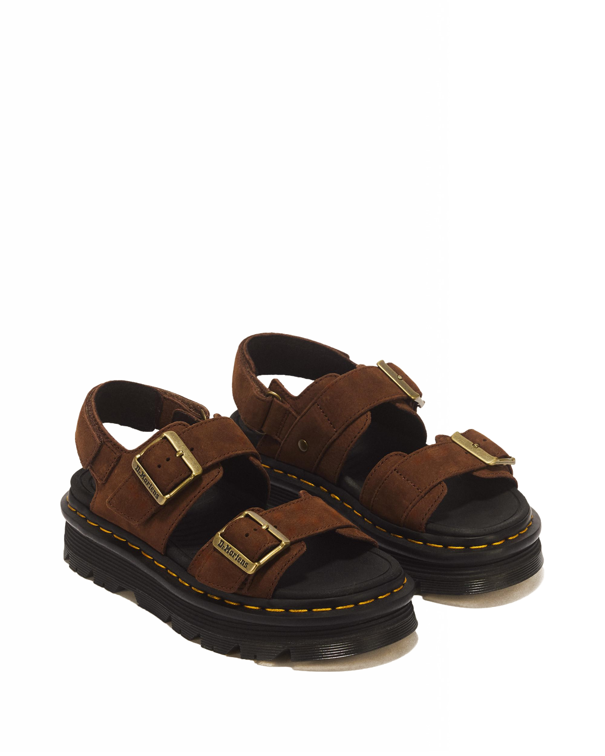 Zebzag Nubuck Platform Sandals in Sepia Brown