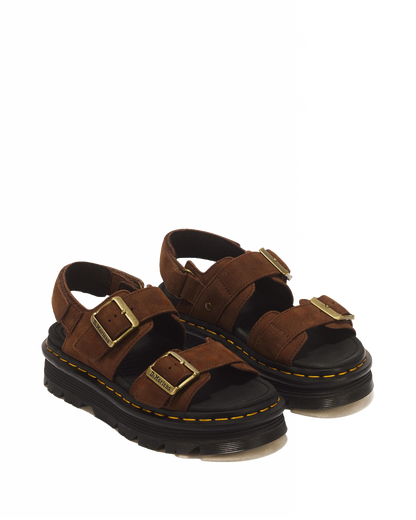 Zebzag Nubuck Platform Sandals in Sepia Brown