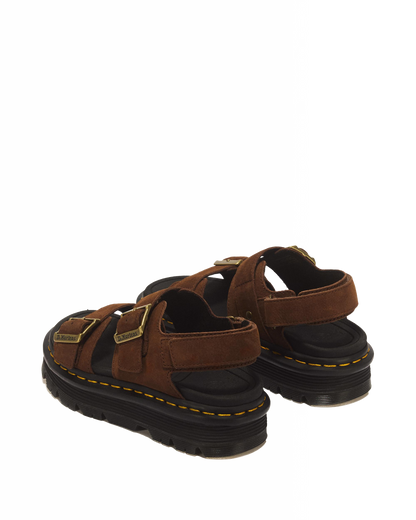 Zebzag Nubuck Platform Sandals in Sepia Brown
