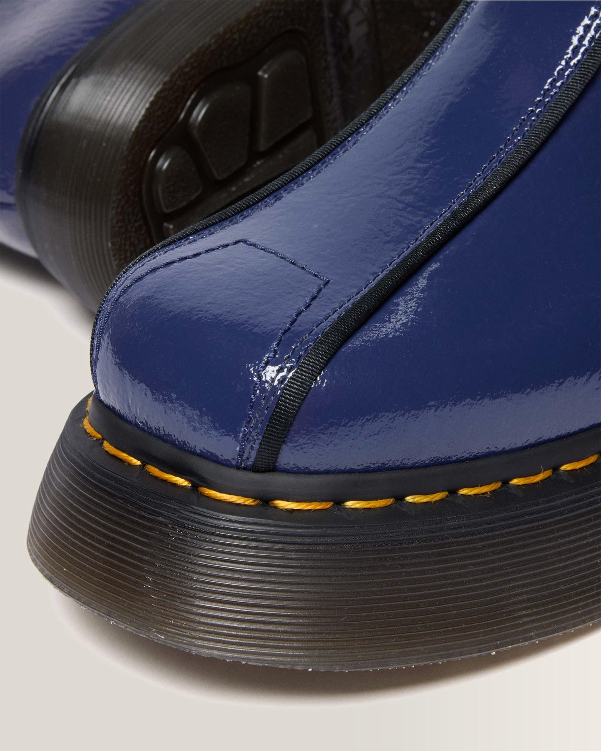 Buzz Hi Distressed Patent Boots in Midnight Blue
