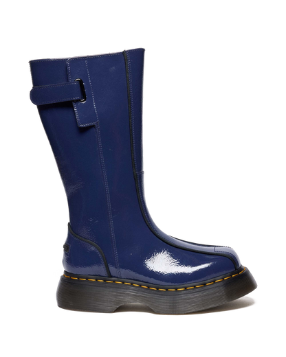 Buzz Hi Distressed Patent Boots in Midnight Blue