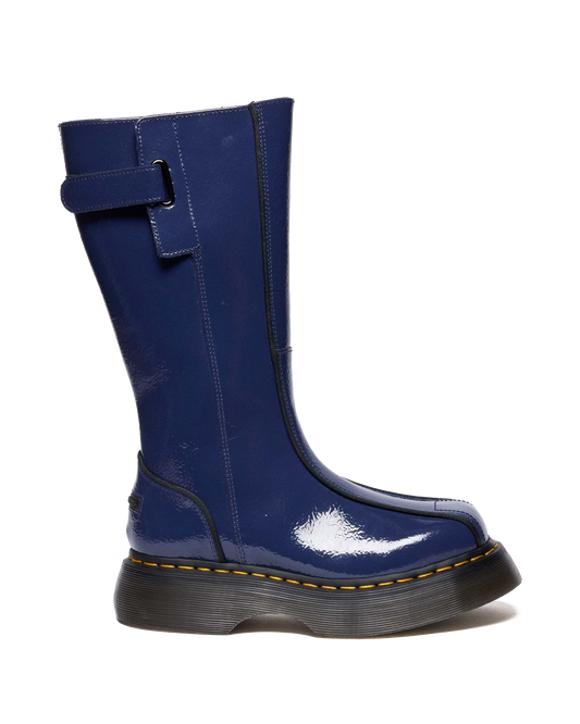 Buzz Hi Distressed Patent Boots in Midnight Blue