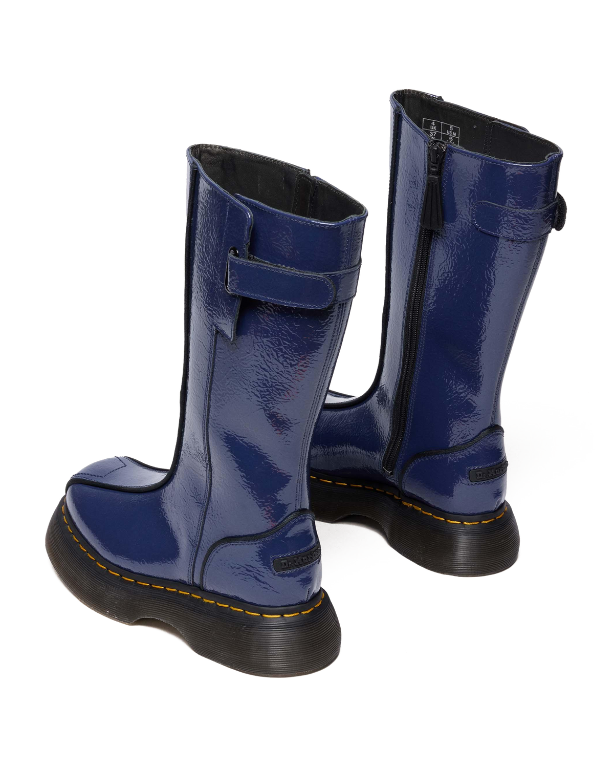 Buzz Hi Distressed Patent Boots in Midnight Blue