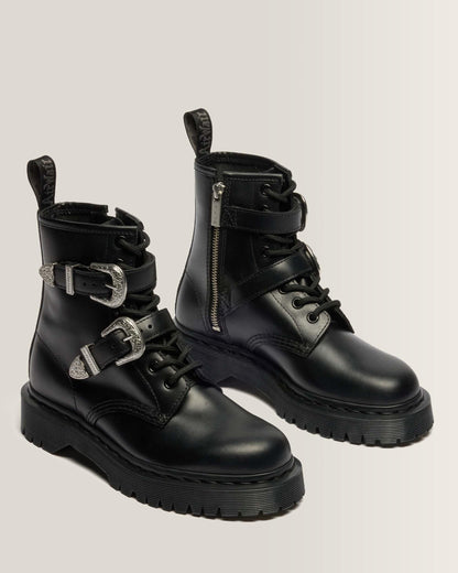 1460 Bex Western Buckle Leather Boots in Black Atlas