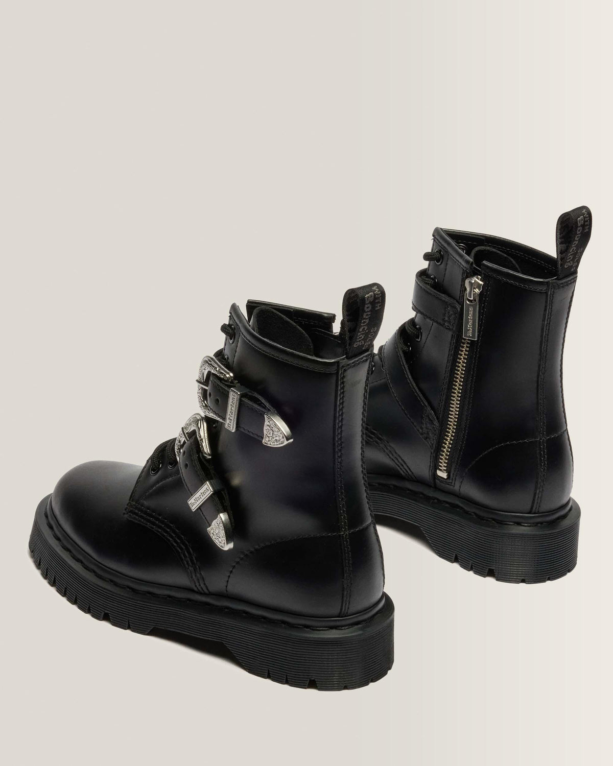 1460 Bex Western Buckle Leather Boots in Black Atlas