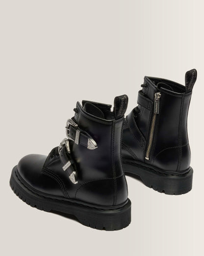1460 Bex Western Buckle Leather Boots in Black Atlas