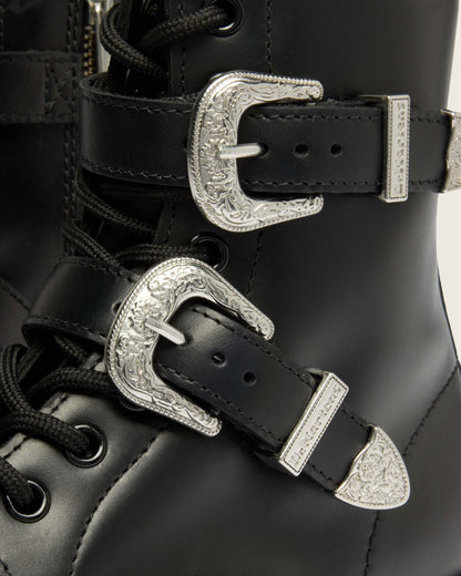 1460 Bex Western Buckle Leather Boots in Black Atlas