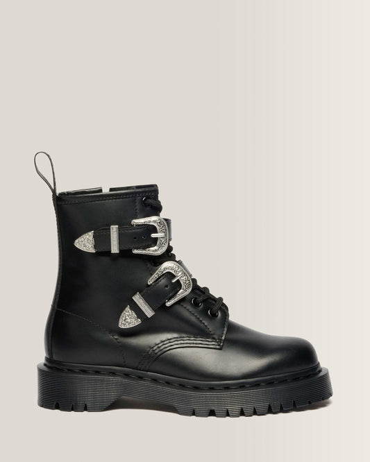 1460 Bex Western Buckle Leather Boots in Black Atlas