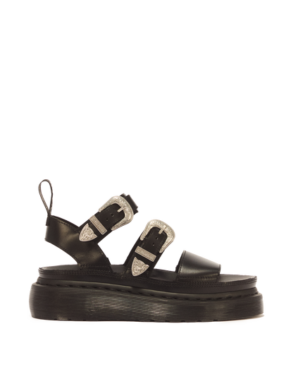 Gryphon Quad Leather Gladiator Platform Sandals in Black Atlas