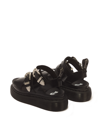 Gryphon Quad Leather Gladiator Platform Sandals in Black Atlas