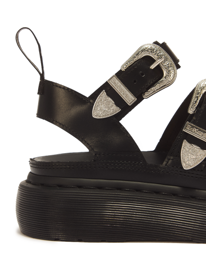 Gryphon Quad Leather Gladiator Platform Sandals in Black Atlas