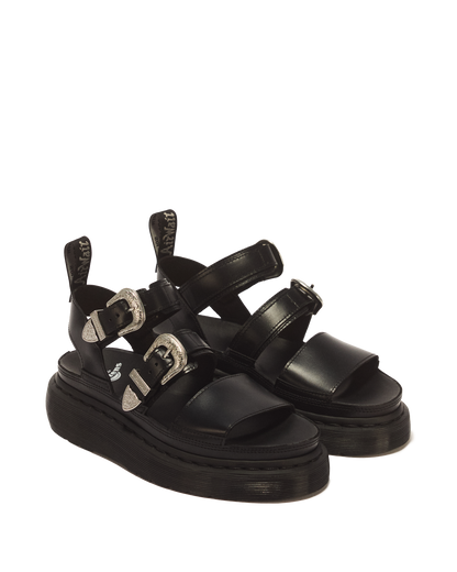 Gryphon Quad Leather Gladiator Platform Sandals in Black Atlas