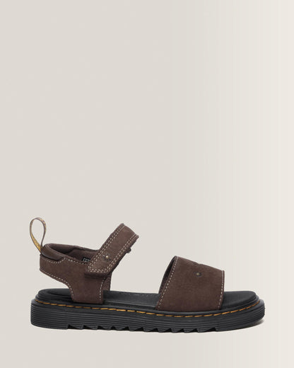 Toddler Marlowe Flower Debossed Nubuck Strap Sandals in Dark Brown