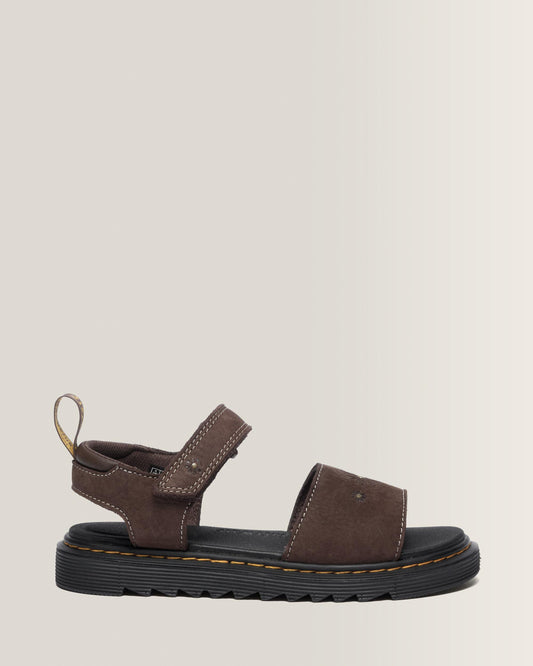 Toddler Marlowe Flower Debossed Nubuck Strap Sandals in Dark Brown