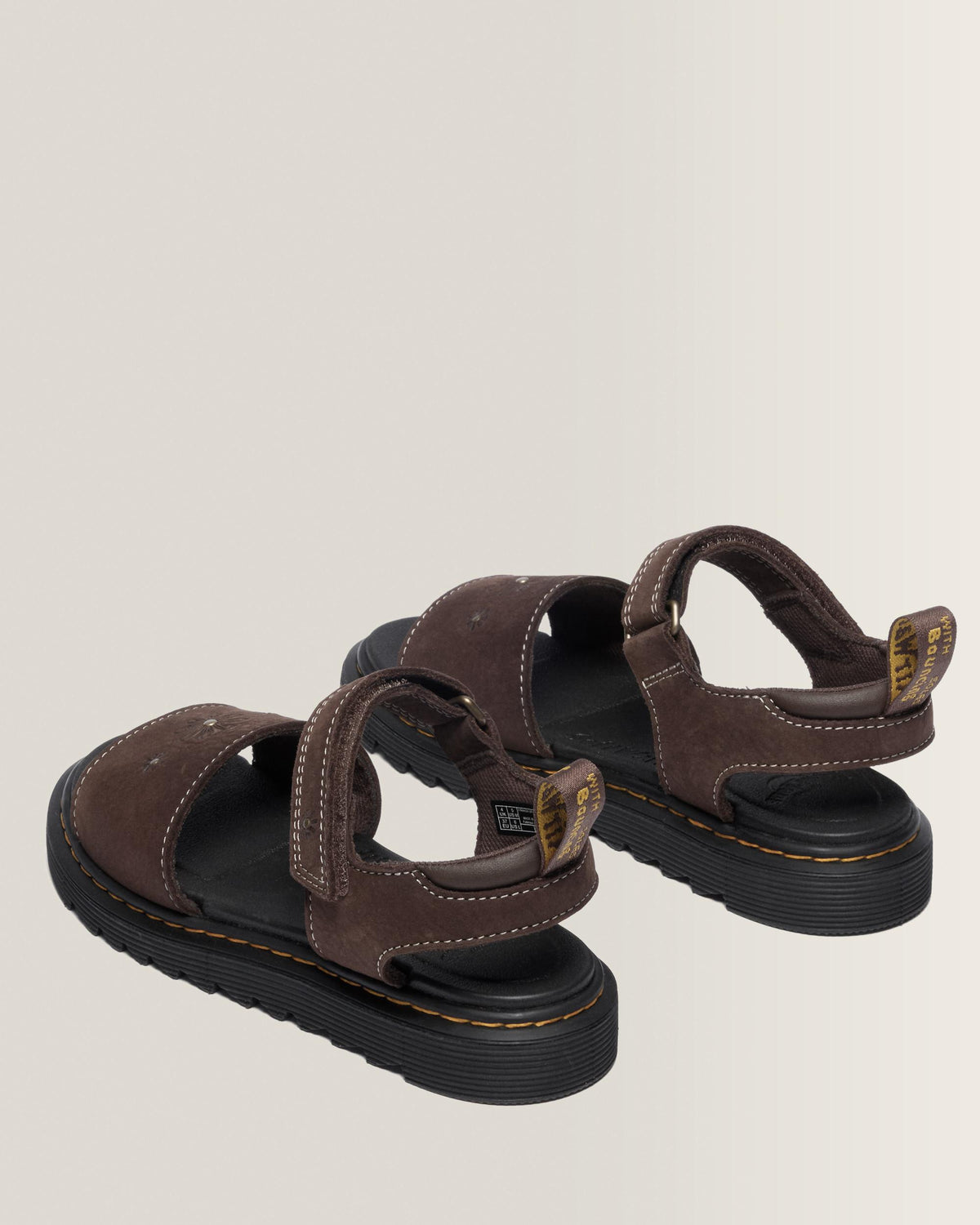Toddler Marlowe Flower Debossed Nubuck Strap Sandals in Dark Brown