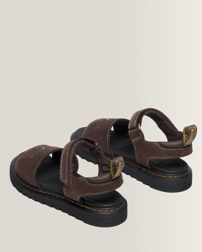 Toddler Marlowe Flower Debossed Nubuck Strap Sandals in Dark Brown