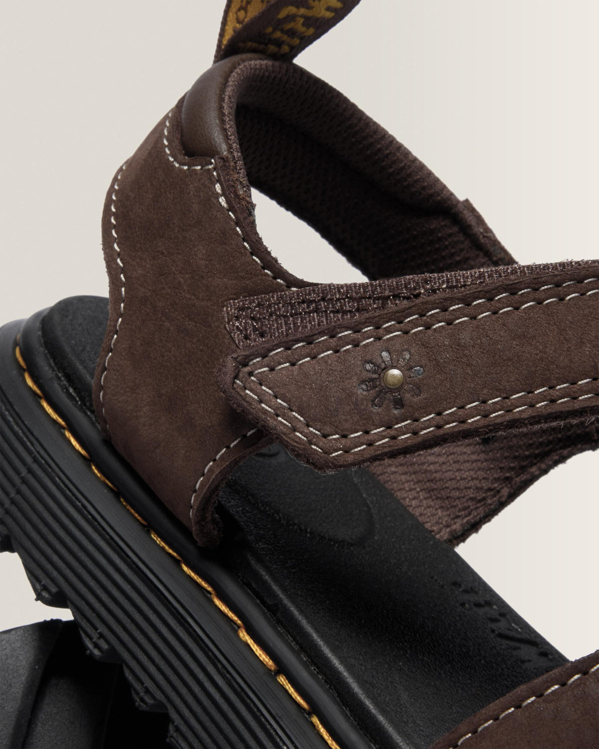 Toddler Marlowe Flower Debossed Nubuck Strap Sandals in Dark Brown