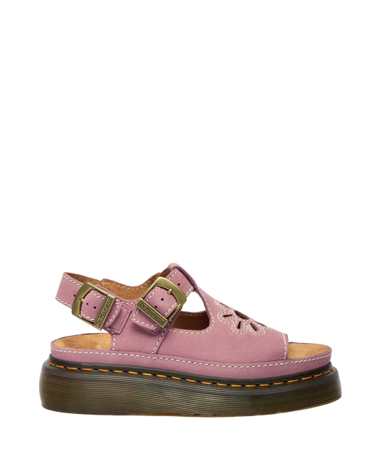 Dunnet Flower Nubuck Platform Sandals in Dusty Rose