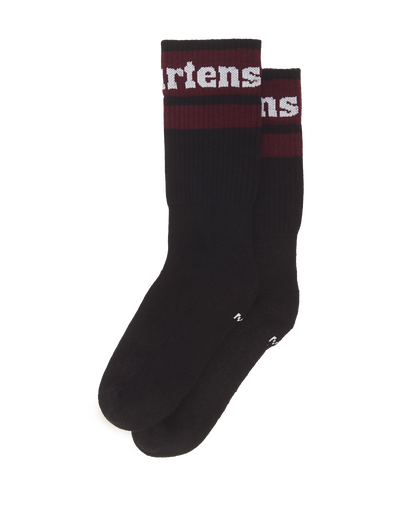 Athletic Logo Organic Cotton Blend Socks in Black+Cherry Red+White