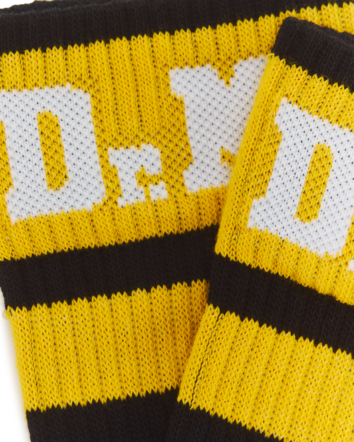 Athletic Logo Organic Cotton Blend Socks in Black+White+Yellow