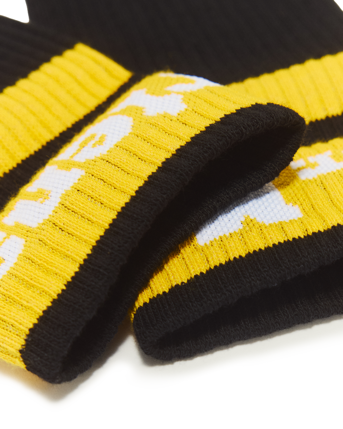 Athletic Logo Organic Cotton Blend Socks in Black+White+Yellow